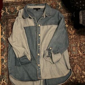 Two tone denim shirt